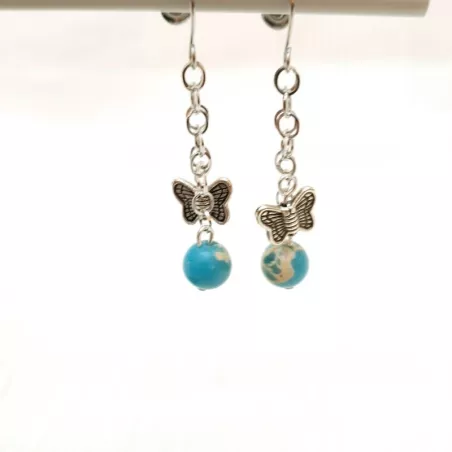 Boucles crochets pendants bleu empereur