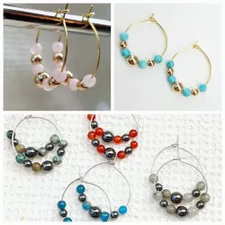 Boucles d oreilles Semena en acier inoxydable et pierres naturelles
