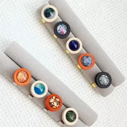 Bague Bosc acier inoxydable bois et pierre naturelle