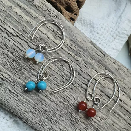 Boucles Agreste artisanales fines avec pierre naturelle et argent