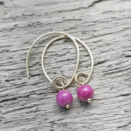 Boucles Agreste artisanales fines avec pierre naturelle et argent