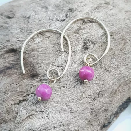 Boucles Agreste artisanales fines avec pierre naturelle et argent