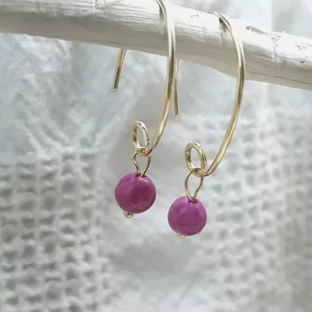 Boucles Agreste artisanales fines avec pierre naturelle et argent