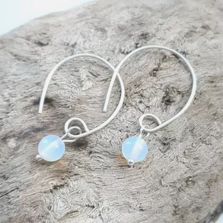 Boucles Agreste artisanales fines avec pierre naturelle et argent