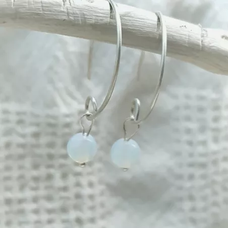 Boucles Agreste artisanales fines avec pierre naturelle et argent