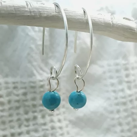 Boucles Agreste artisanales fines avec pierre naturelle et argent