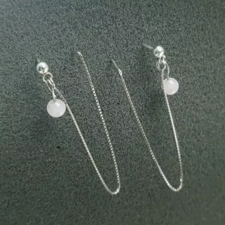 Boucles Doblo fines avec chaine et pierre naturelle