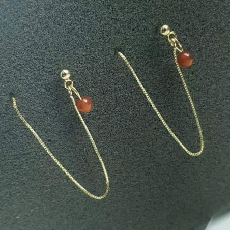 Boucles Doblo fines avec chaine et pierre naturelle