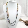 Collier long multicolore en pierres naturelles et hematite rectangulaire Bouly&Cailloux
