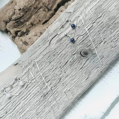 Boucles Doblo fines avec chaine et pierre naturelle