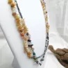 Collier long multicolore en pierres naturelles et hematite rectangulaire Bouly&Cailloux