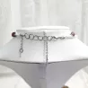 Collier fil crochet en agate indienne pierres plates avec perles de verre et fermoir reglable Bouly&Cailloux