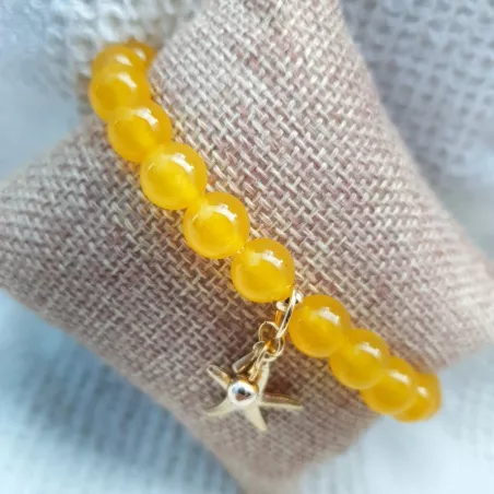 Bracelet extensible Majoris avec breloque etoile de mer et perles naturelles