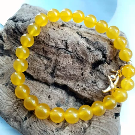 Bracelet extensible Majoris avec breloque etoile de mer et perles naturelles