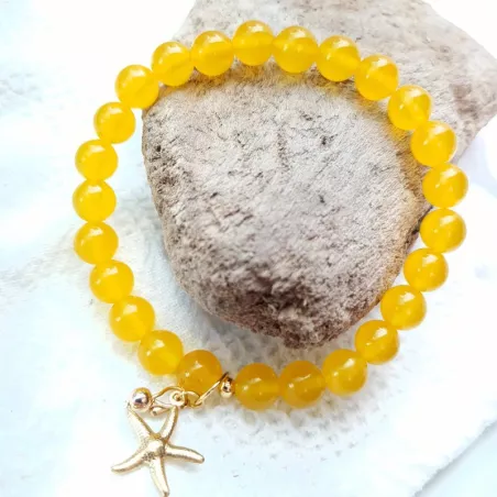 Bracelet extensible Majoris avec breloque etoile de mer et perles naturelles