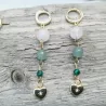 Boucles Mimi pendantes en pierres naturelles et breloque coeur
