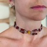 Le collier linum, tour de cou artisanal, agate rouge et calcédoine