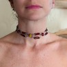 Le collier linum, tour de cou artisanal, agate rouge et calcédoine