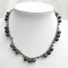 Collier fil crochet court avec pierres naturelles phoenix et breloques dorees Bouly&Cailloux