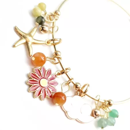 Bracelet Berloque en acier inoxydable doré et breloques