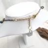 Collier fil crochet court avec pierres naturelles phoenix et breloques dorees Bouly&Cailloux