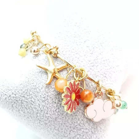 Bracelet Berloque en acier inoxydable doré et breloques