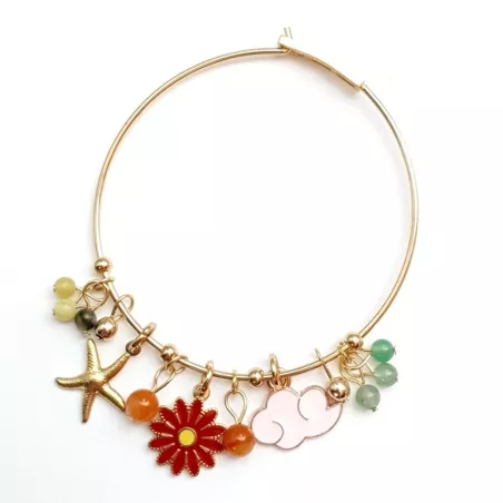 Bracelet Berloque en acier inoxydable doré et breloques