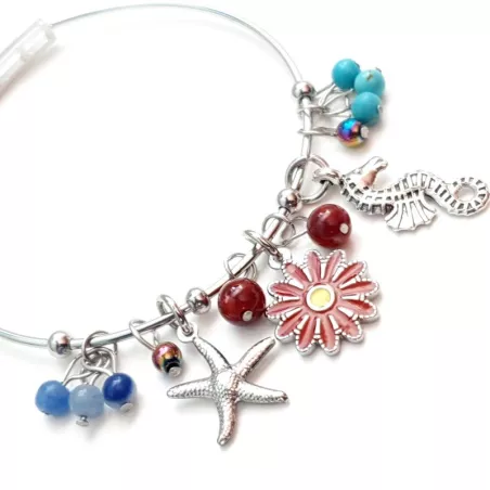 Bracelet Berloque en acier inoxydable argenté et breloques