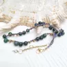 Collier fil crochet court avec pierres naturelles phoenix et breloques dorees Bouly&Cailloux