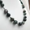 Collier fil crochet en pierres naturelles agate indienne rondes avec breloques argent Bouly&Cailloux