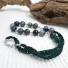 Collier fil crochet en pierres naturelles agate indienne rondes avec breloques argent Bouly&Cailloux