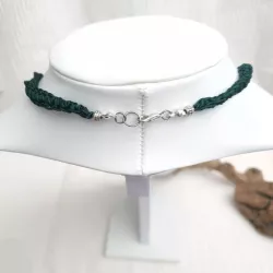 Collier fil crochet en pierres naturelles agate indienne rondes avec breloques argent Bouly&Cailloux