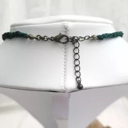 Collier en malachite verte crochet collection crochet avec fermoir reglable Bouly&Cailloux