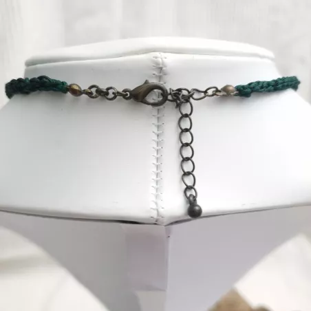 Collier en malachite verte crochet collection crochet avec fermoir reglable Bouly&Cailloux