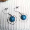 Boucles crochets onyx bleu