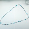 Collier crochet Setaria perle de verre, bois et pierres naturelles turquoise