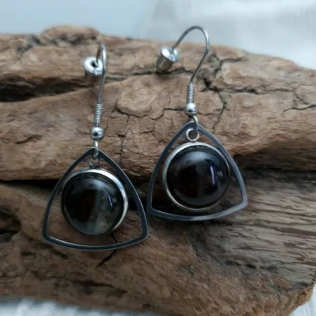 Boucles crochets pendants agate