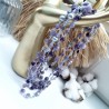 Collier crochet long Alhena avec perle de verre, bois et pierres naturelles  violet parme