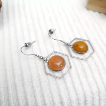 Boucles crochets pendants topaze