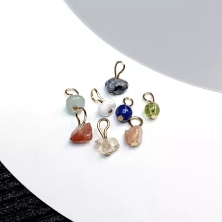 Pendants de piercing Zeta acier inoxydable doré et pierre naturelle