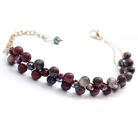 Bracelet Nono avec pierres naturelles agate hematite malachite oeil de tigre