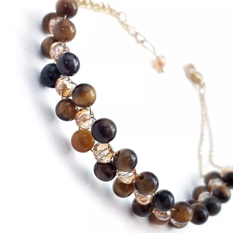 Bracelet Nono avec pierres naturelles agate hematite malachite oeil de tigre