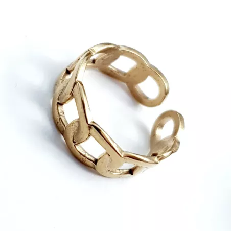 Bague Bride en acier inoxydable argente dore forme maillon reglable