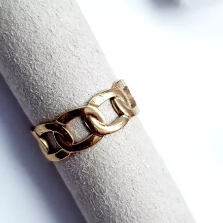 Bague Bride en acier inoxydable argente dore forme maillon reglable