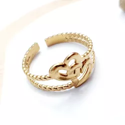 Bague Coeurs ajustable en acier inoxydable doré ou argenté