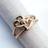 Bague Coeurs ajustable en acier inoxydable doré ou argenté