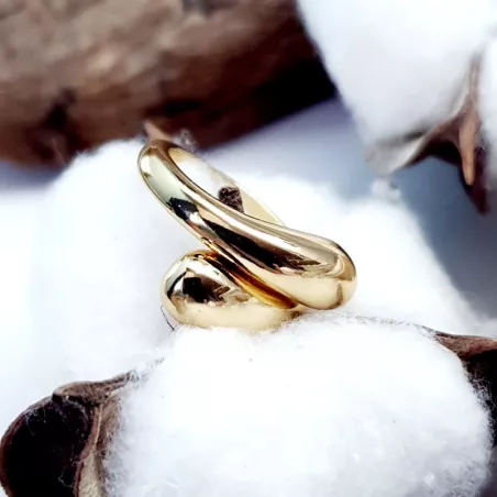 Bague Serin réglable en acier inoxydable argenté ou doré forme goutte