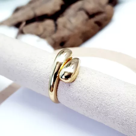 Bague Serin réglable en acier inoxydable argenté ou doré forme goutte