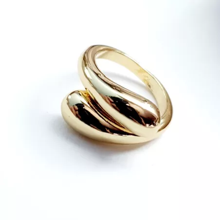 Bague Serin réglable en acier inoxydable argenté ou doré forme goutte