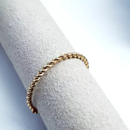 bague Zigzag anneau torsadé en acier inoxydable argenté ou doré